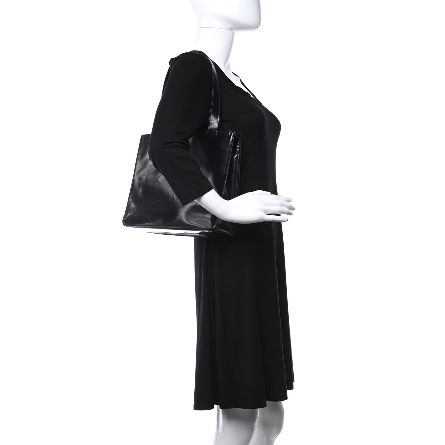 Patent CC Shopper Tote Black