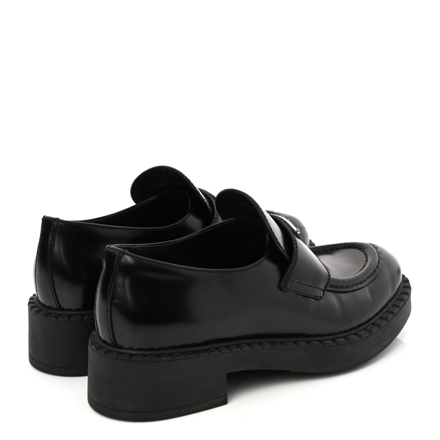 Spazzolato Metal Triangle Logo 50mm Loafers 37.5 Black