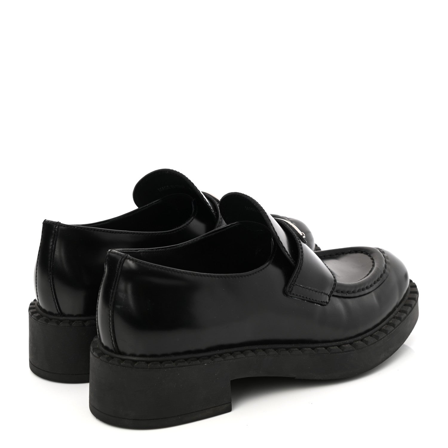 Prada Spazzolato Metal Triangle Logo 50mm Loafers 37.5 Black 4 of 9