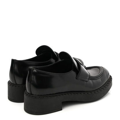 Prada Spazzolato Metal Triangle Logo 50mm Loafers 37.5 Black 4 of 9