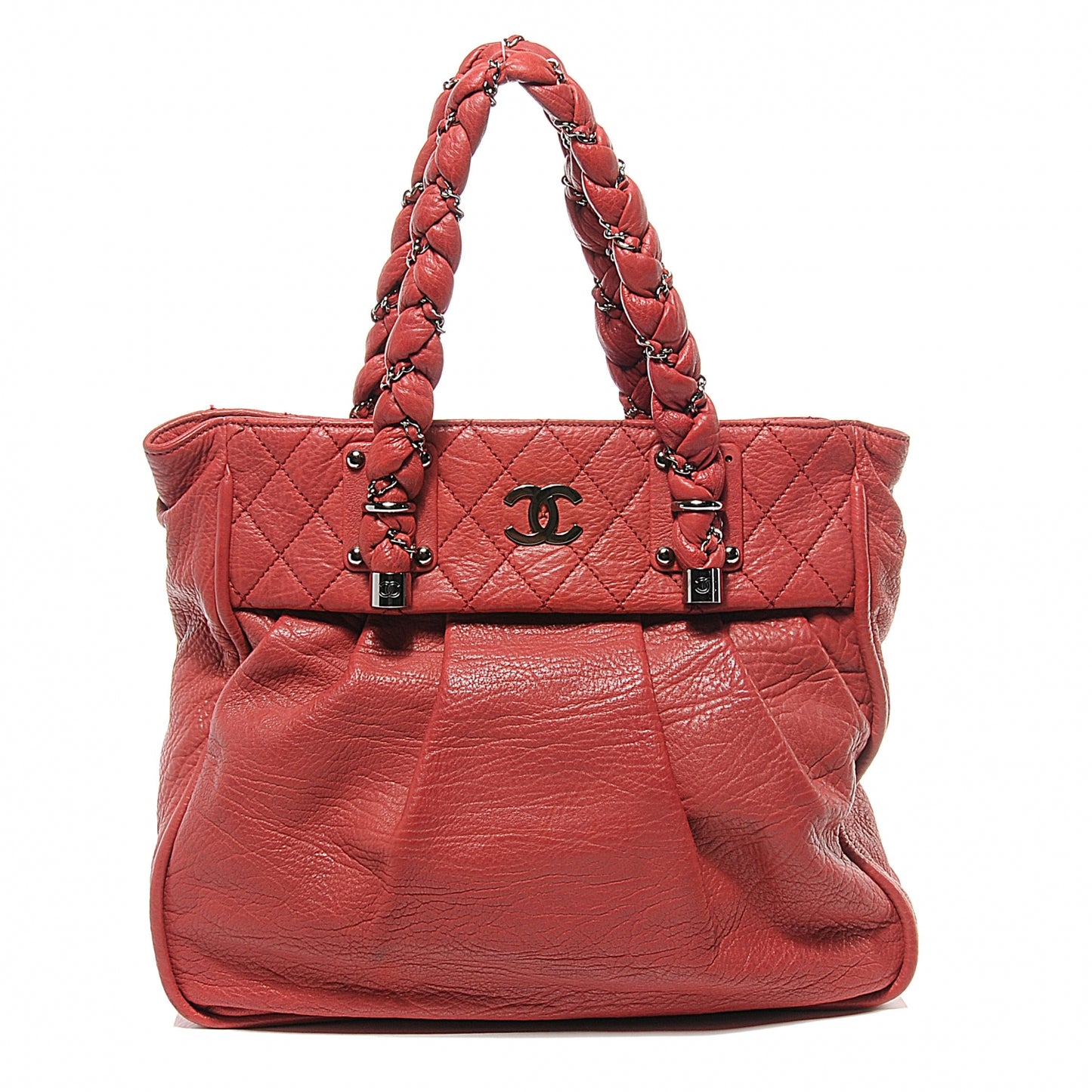 Leather Lady Braid Tote Red