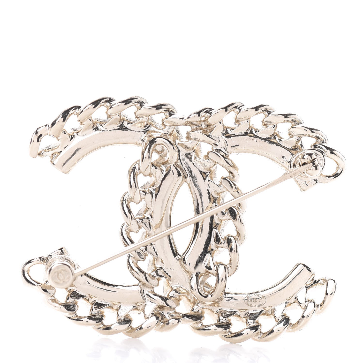 Chanel Crystal Chain CC Brooch Gold 3 of 4