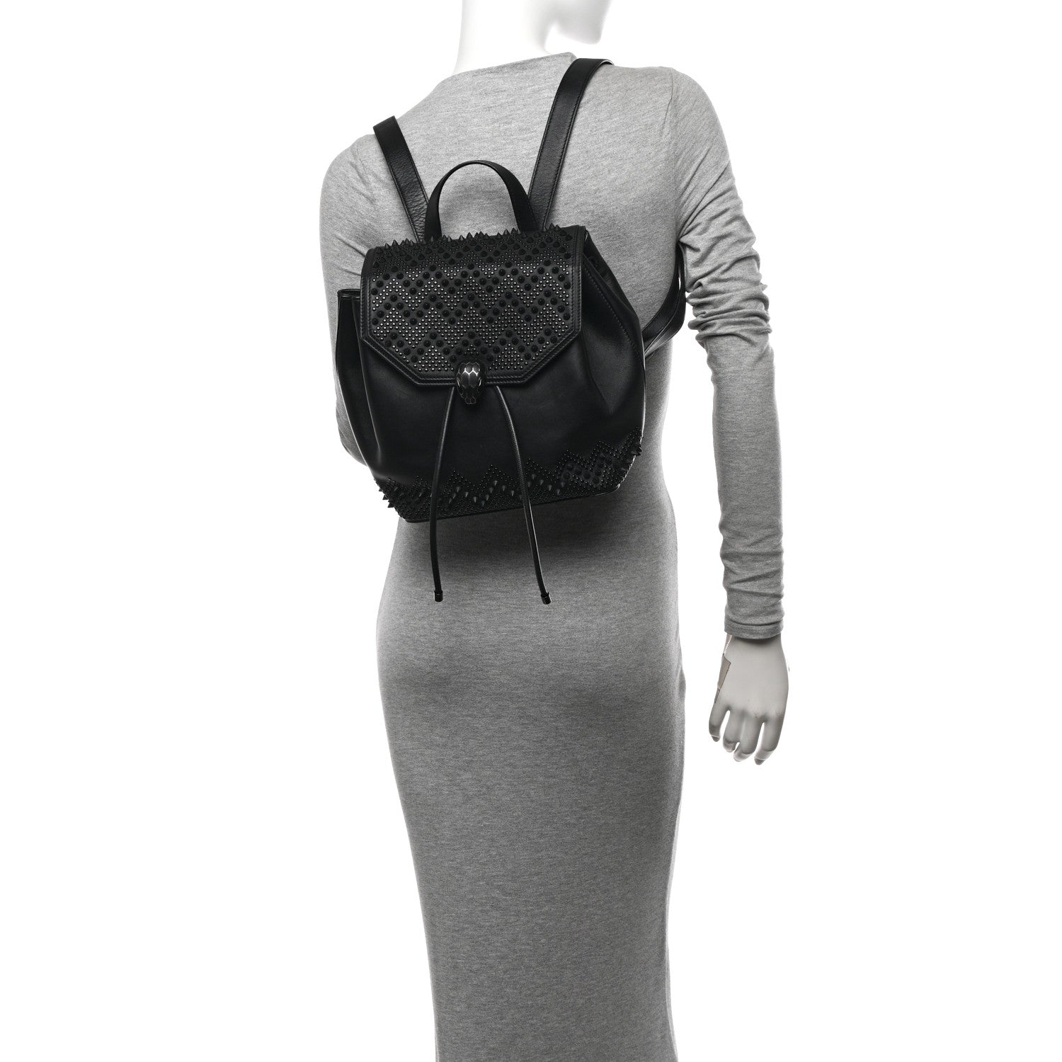 Bulgari X NICHOLAS KIRKWOOD Calfskin Studded Serpenti Forever Backpack Black 2 of 9
