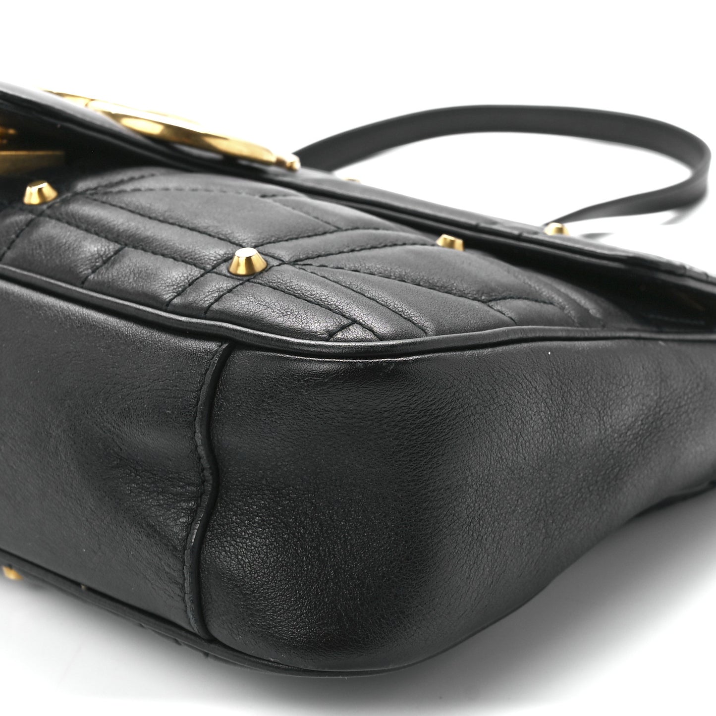 Calfskin Matelasse Studded Medium GG Marmont Shoulder Bag Black