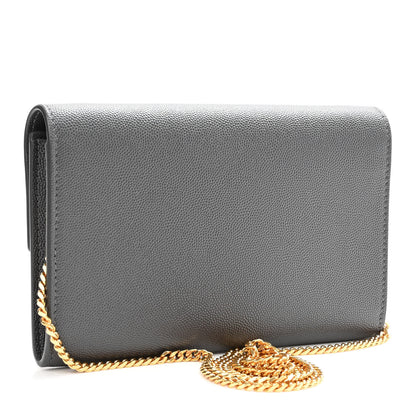 Saint Laurent Grain De Poudre Uptown Chain Wallet Storm 4 of 12