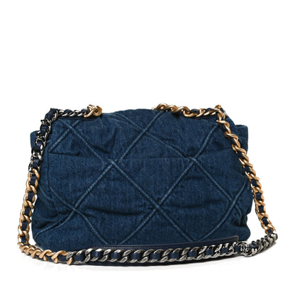 Chanel Denim Quilted Large Chanel 19 Flap Blue 3 of 10
