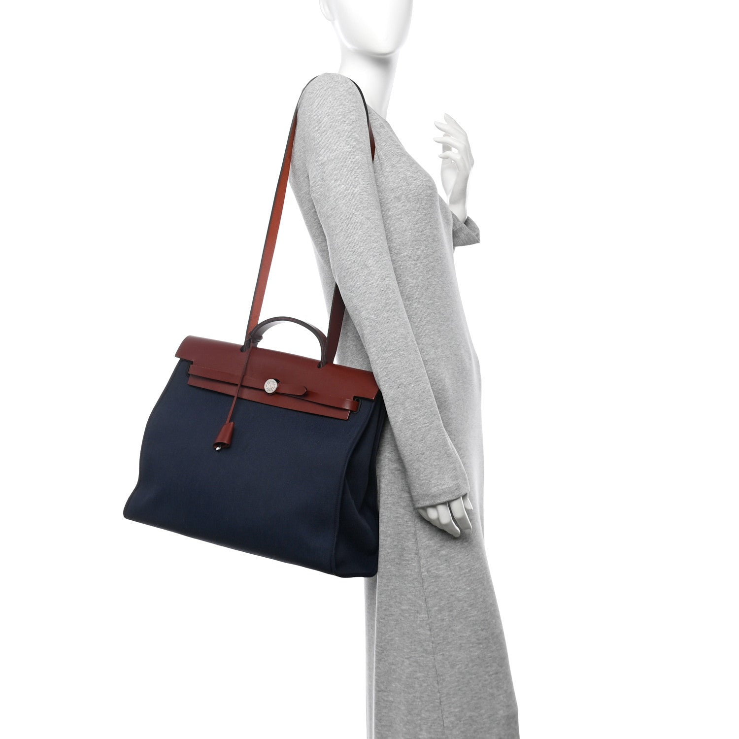 Hermes Toile Vache Hunter Herbag Zip 39 MM Bleu Marine Rouge H 2 of 12
