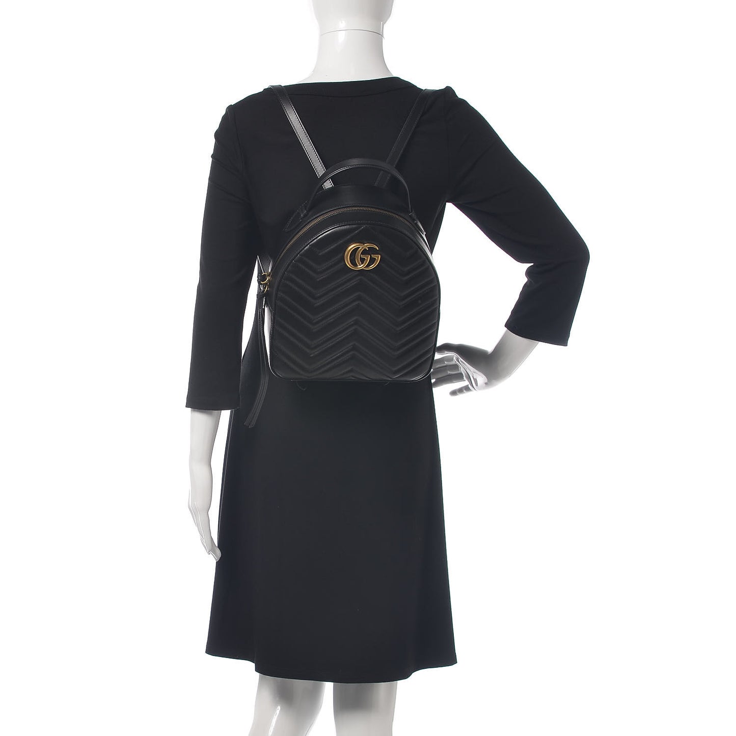 Calfskin Matelasse GG Marmont Backpack Black