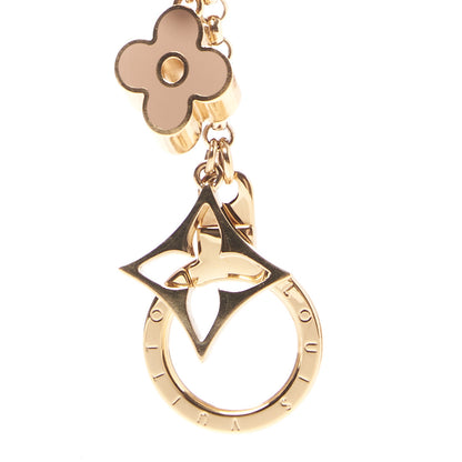 Louis Vuitton Brass Enamel Fleur De Monogram Bag Charm Chain Gold 3 of 5