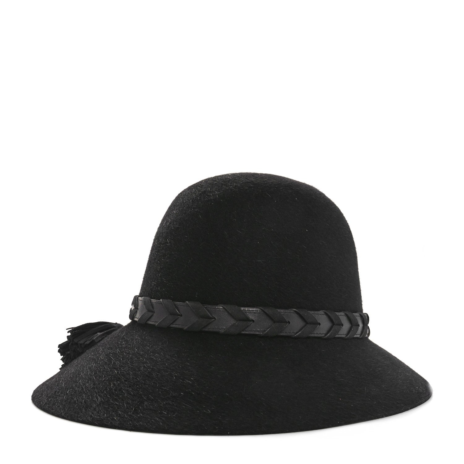 Hermes Rabbit Felt Lambskin Hat 58 Black 1 of 10