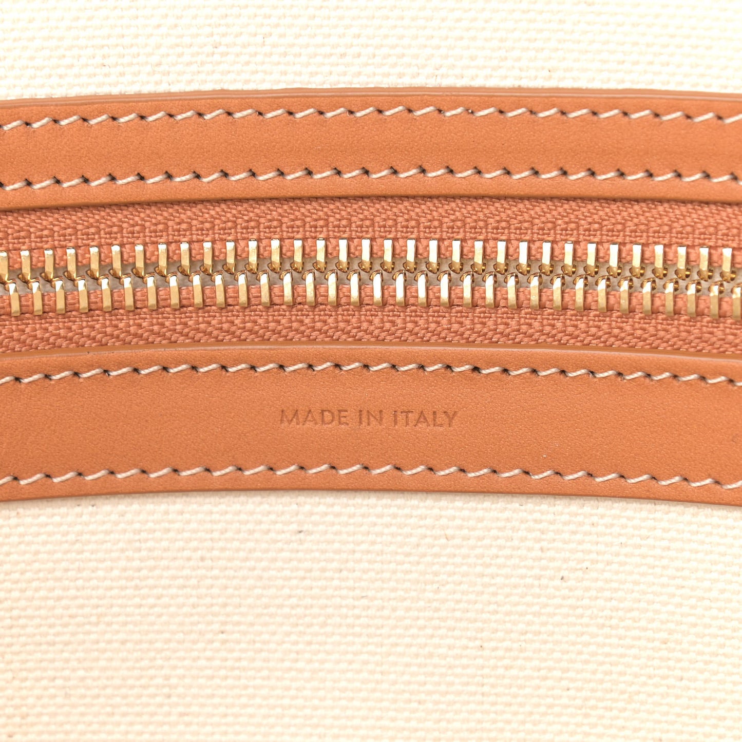 Canvas Calfskin Horizontal Cabas Natural Tan