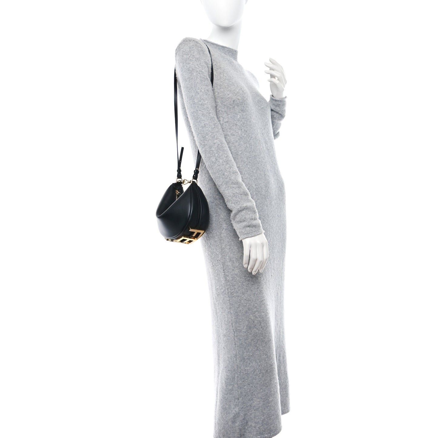 Vitello Grace Matte Mini graphy Hobo Bag Black