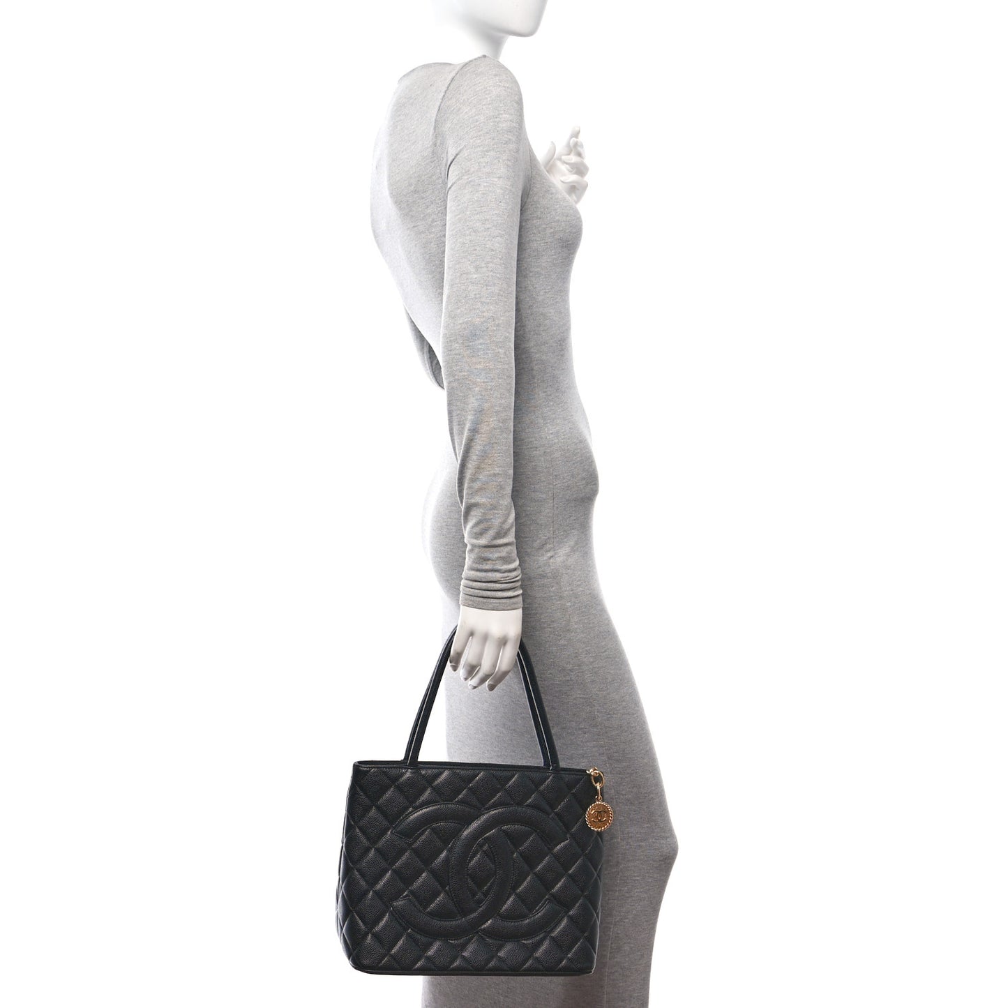 Caviar Quilted Medallion Tote Black