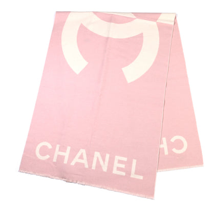 Chanel Cashmere CC Fringe Stole Pink White 2 of 5