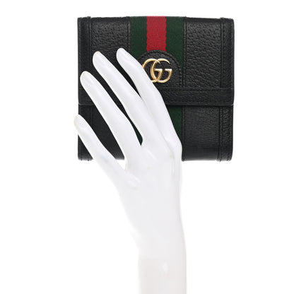 Gucci Textured Calfskin Web Ophidia French Flap Wallet Black 2 of 7