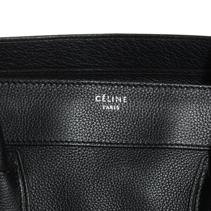 Celine Drummed Calfskin Shoulder Luggage Black 3 of 10