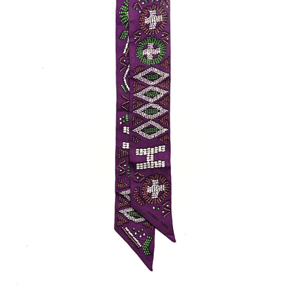 Hermes Silk Kelly En Perles Twilly Violet Vert Lie De Vin 2 of 4