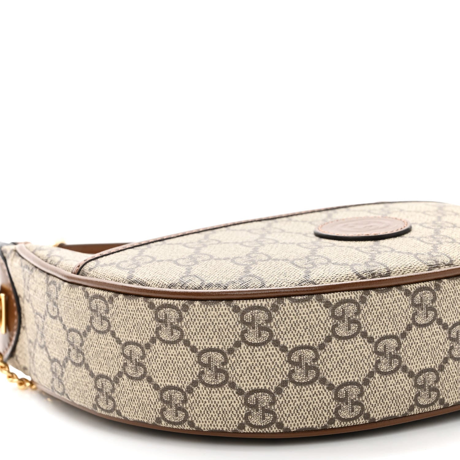 Gucci GG Supreme Monogram Azalea Calfskin Mini Retro Interlocking G Half Moon Bag Beige Ebony Brown Sugar 9 of 11