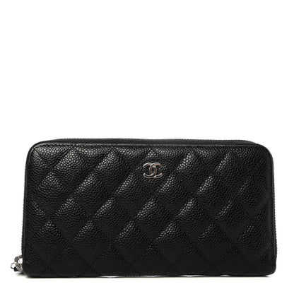 Chanel Caviar Quilted Large Gusset Zip Around Wallet Black 1 of 8