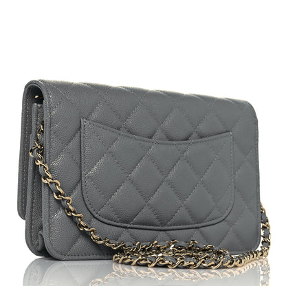 Chanel Caviar Quilted Wallet On Chain WOC Dark Grey 2 of 12