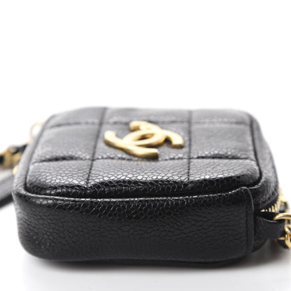Chanel Caviar Quilted Diamond Coin Purse With Chain Black 7 of 10