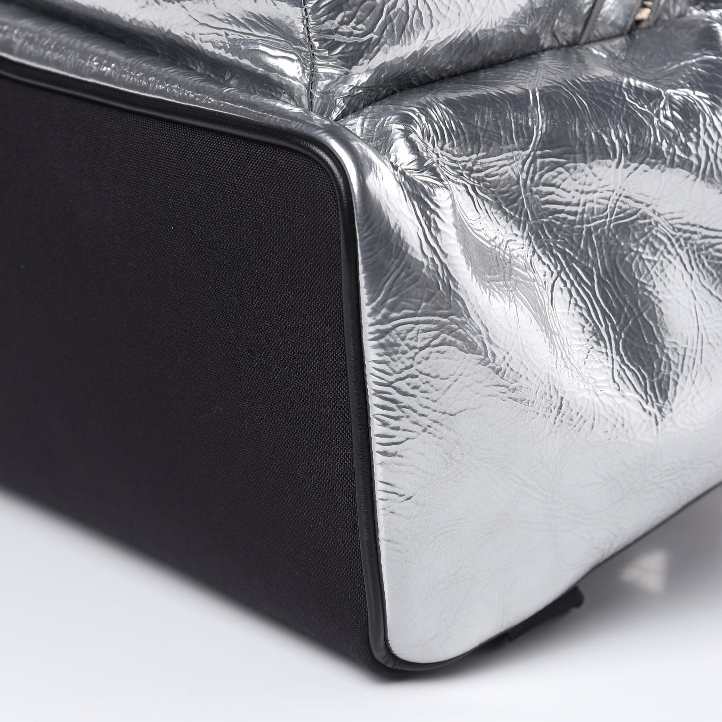 Textured Patent City Backpack Argent