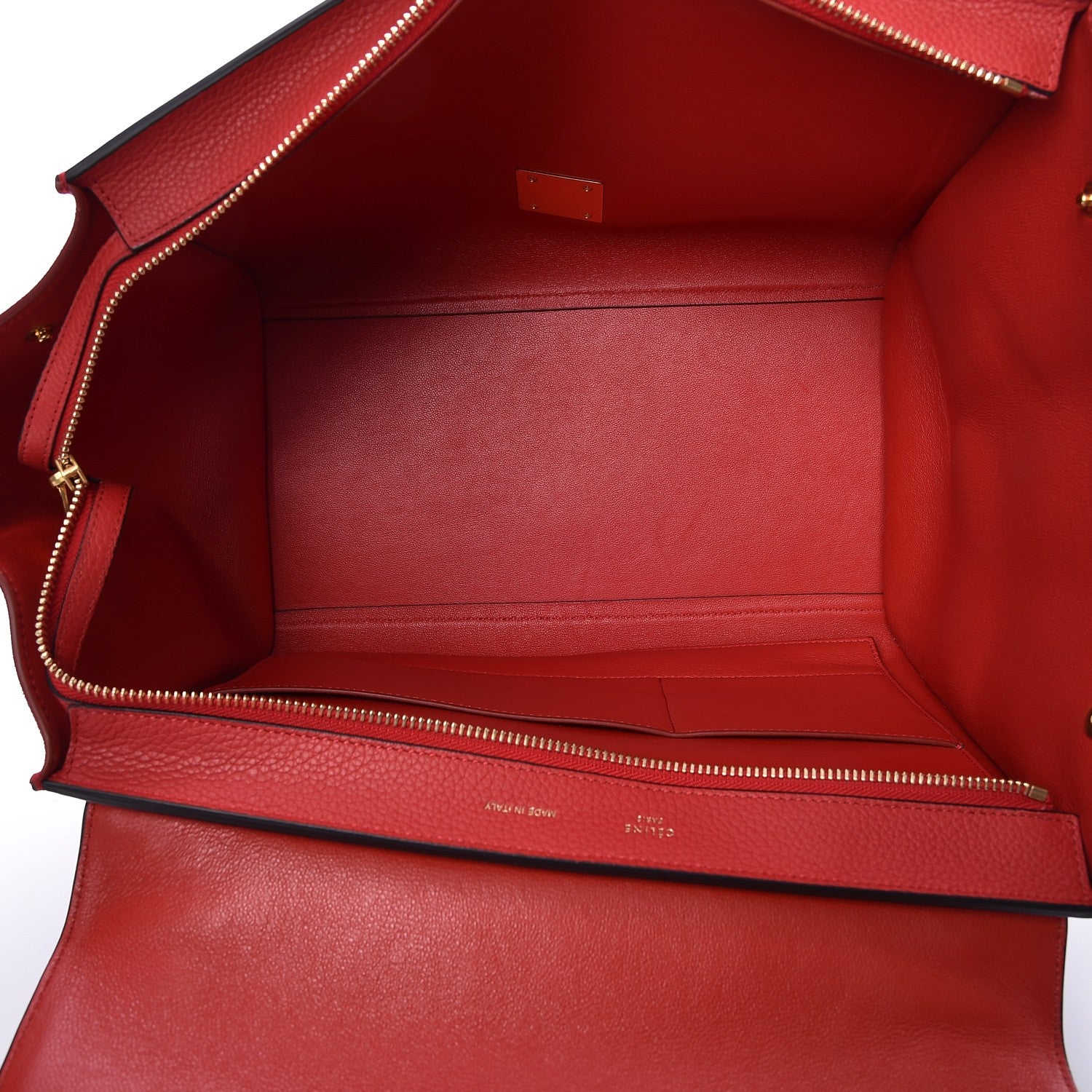 Celine Drummed Calfskin Suede Medium Trapeze Coquelicot 6 of 6