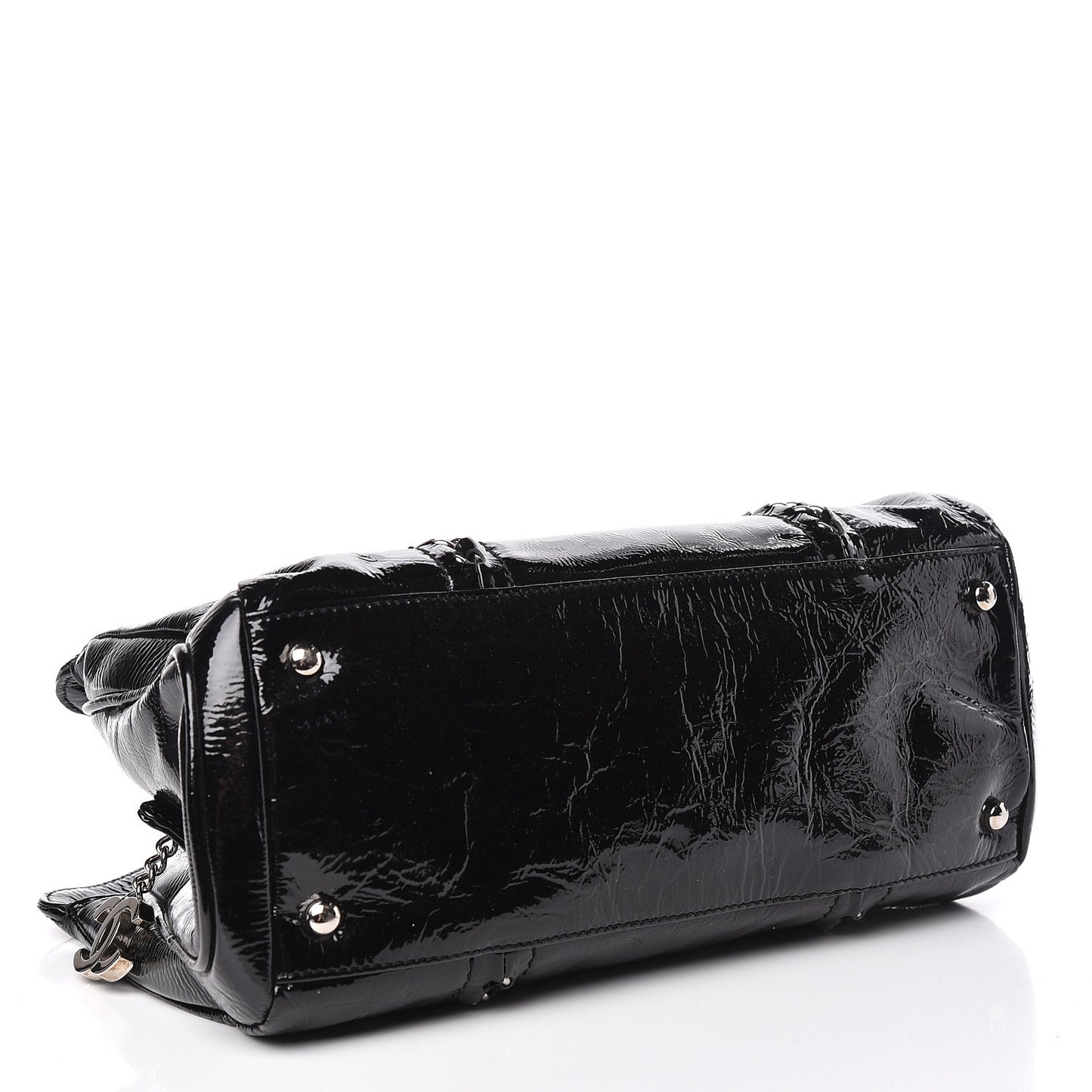 Patent Calfskin Small Luxe Ligne Tote Black