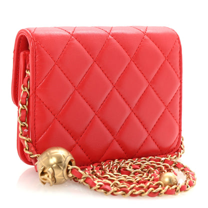 Chanel Lambskin Quilted Pearl Crush Clutch With Chain Red 3 of 11