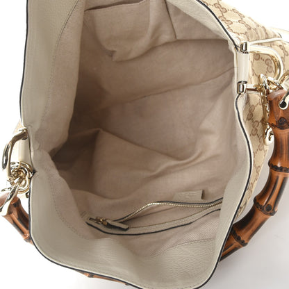 Gucci Monogram Medium Diana Bamboo Shoulder Bag Off White 6 of 14