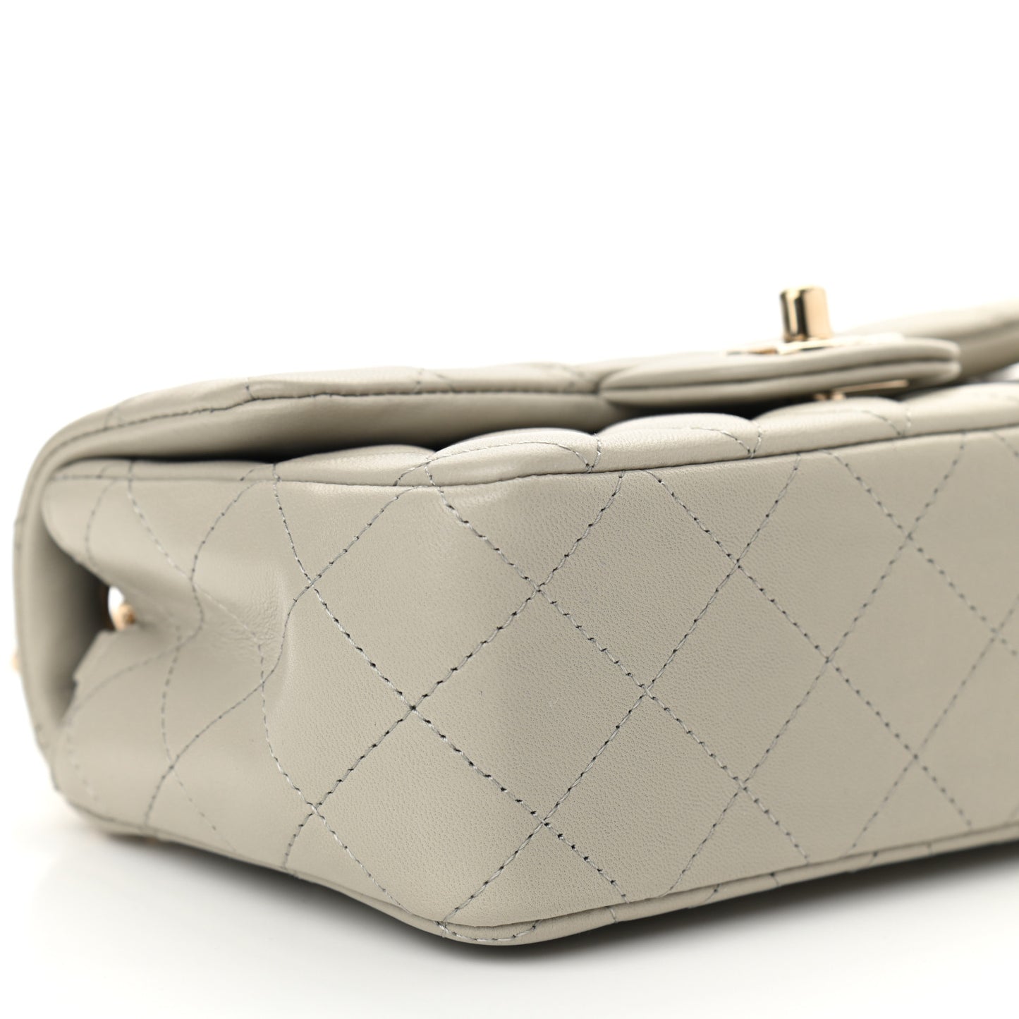 Lambskin Quilted Mini Rectangular Flap Grey