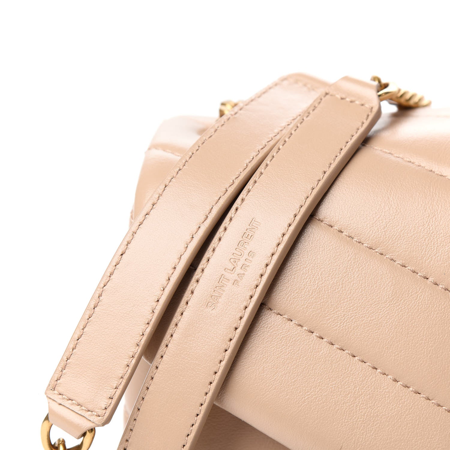 Saint Laurent Calfskin Y Quilted Monogram Small Loulou Chain Satchel Dark Beige 9 of 9