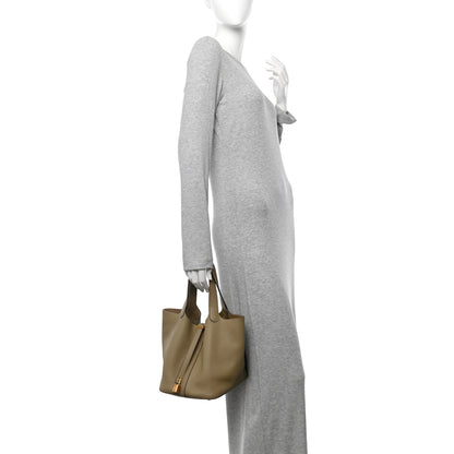 Hermes Taurillon Clemence Picotin Lock 22 MM Beige Marfa 2 of 10