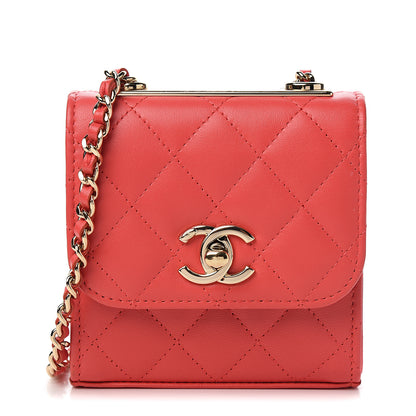 Chanel Lambskin Quilted Mini Trendy CC Chain Wallet Red 1 of 10