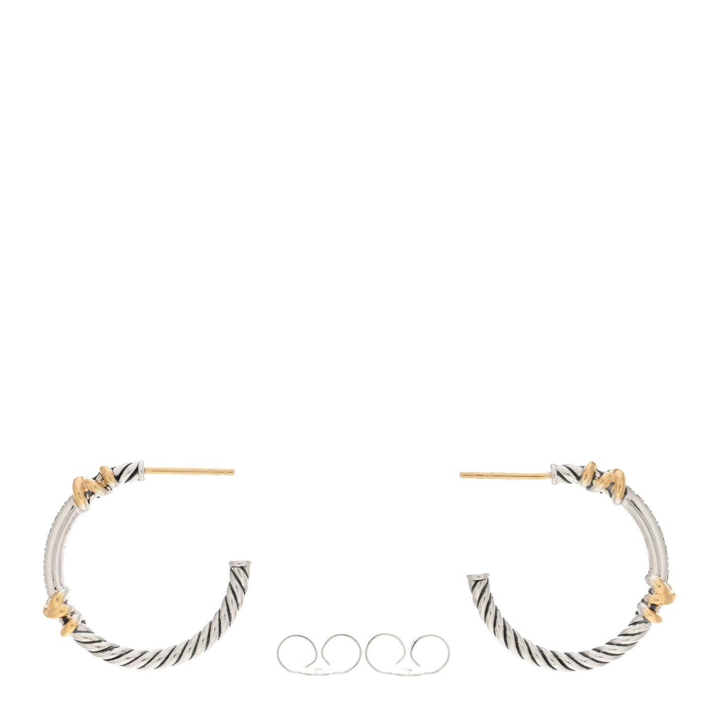 Sterling Silver 18K Yellow Gold Diamond Petite Helena Wrap Hoop Earrings
