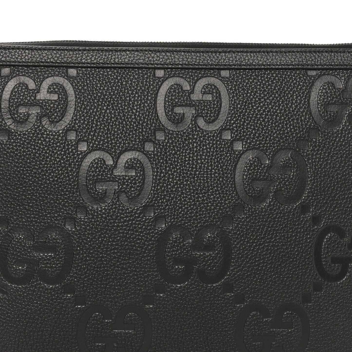 Piuma Calfskin Jumbo GG Embossed Document Case Black