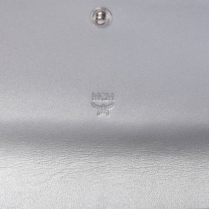 MCM Metallic Visetos Large Tri-Fold Flap Wallet Berlin Silver 7 of 9