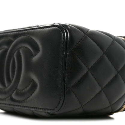 Chanel Lambskin Quilted Pearl Crush Small Vanity Case With Chain Black 10 of 11
