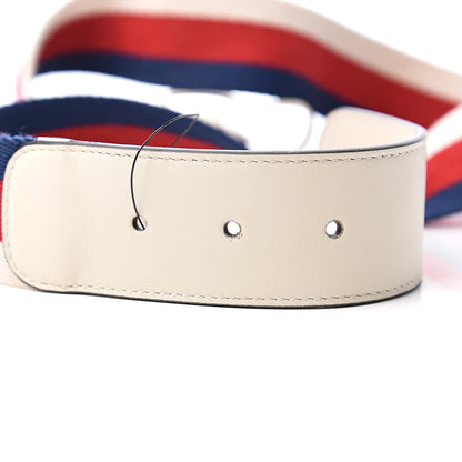 Gucci Nylon Calfskin Sylvie Web Double G 40mm Belt 80 32 Mystic White Hibiscus Red Maritime 4 of 5