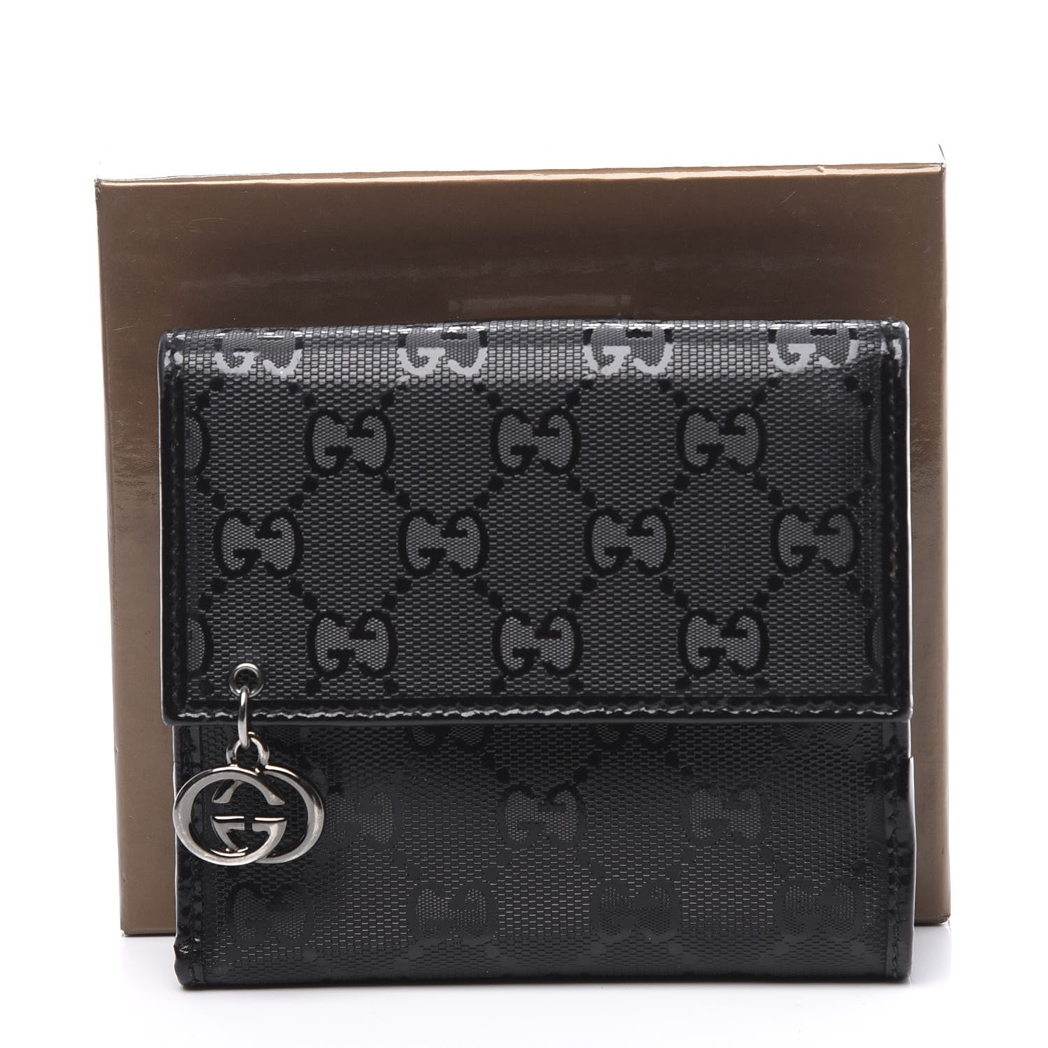 Gucci Imprime Monogram GG Pierce French Flap Wallet Black 10 of 10