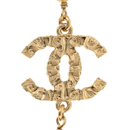 Chanel Pearl Crystal Textured CC Short Necklace Gold 4 of 7