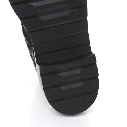Chanel Shiny Goatskin Calfskin Quilted Lace Up Combat Boots 40 Black 6 of 10