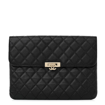 Chanel Caviar Quilted Medium Golden Class Pouch Black 1 of 10