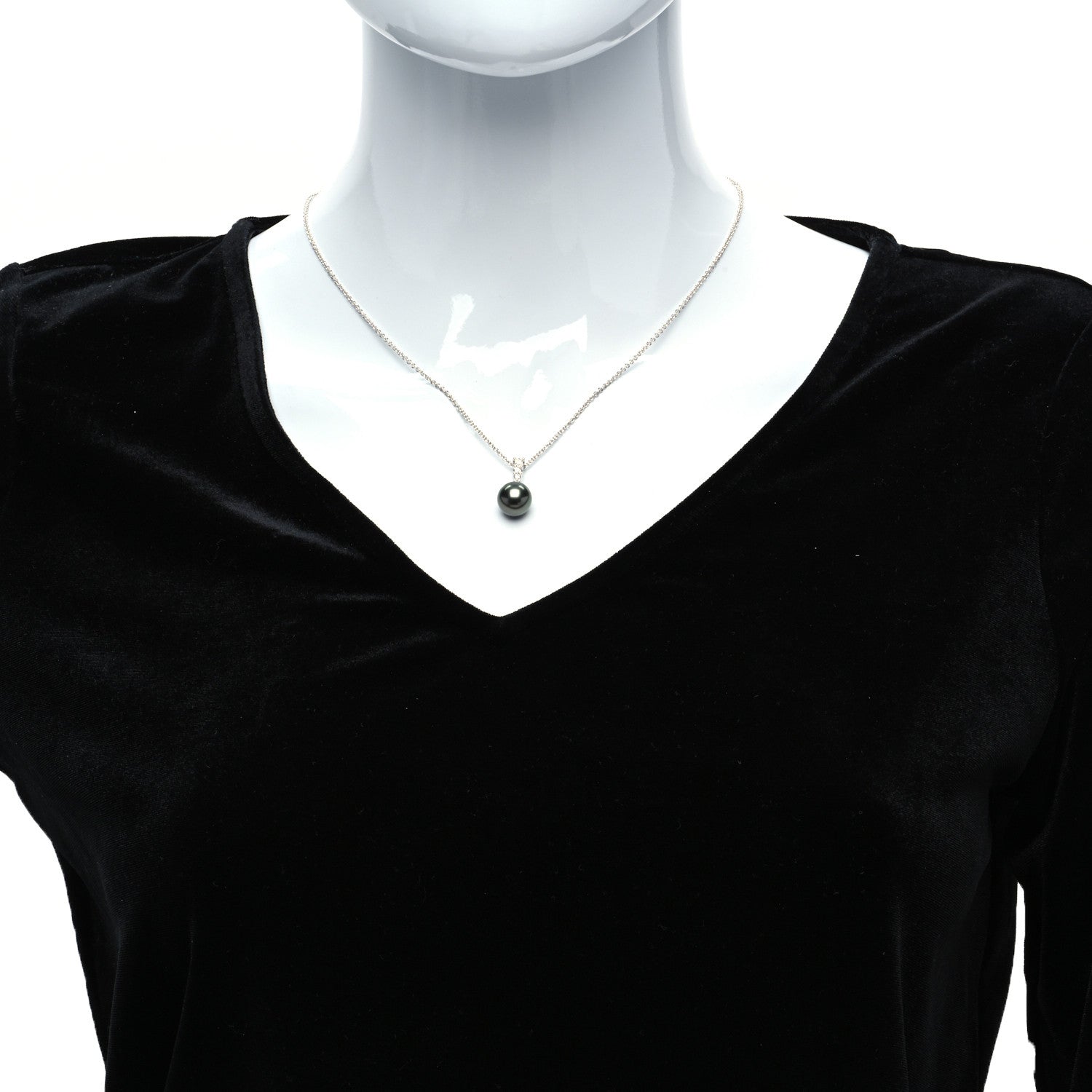 Mikimoto 18K White Gold Diamond Black South Sea Pearl 10mm Morning Dew Pendant Necklace 2 of 7