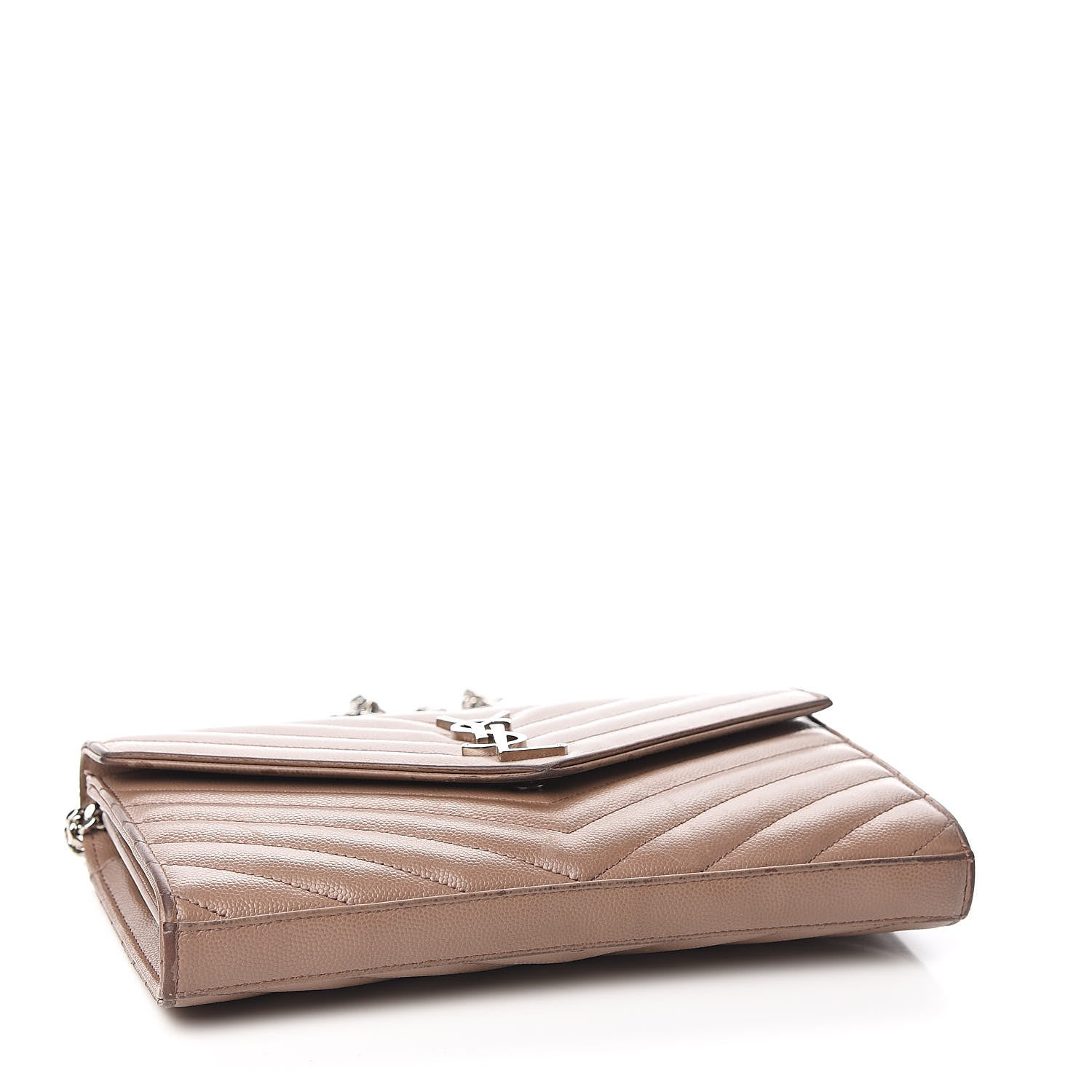 Saint Laurent Grain De Poudre Matelasse Chevron Monogram Chain Wallet Fard 4 of 13