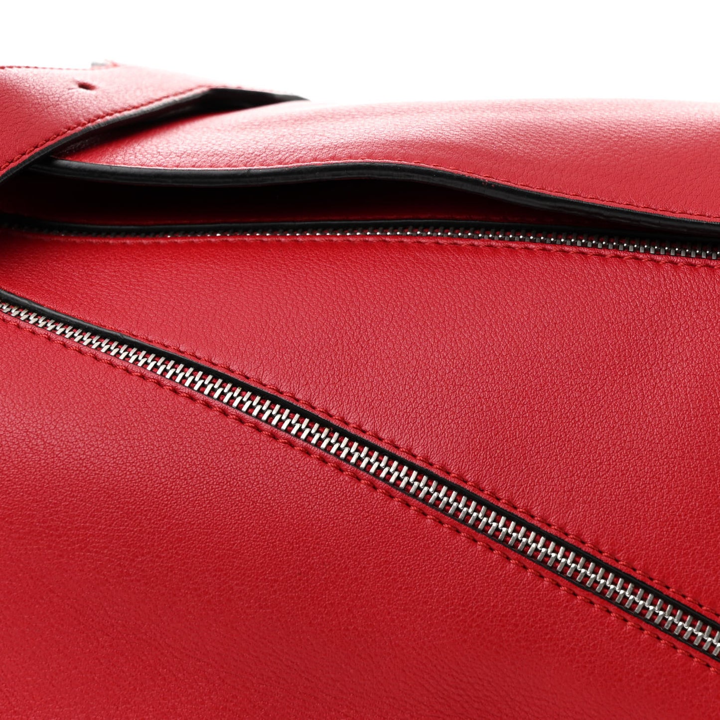 Calfskin Zipper Puzzle Bag Red