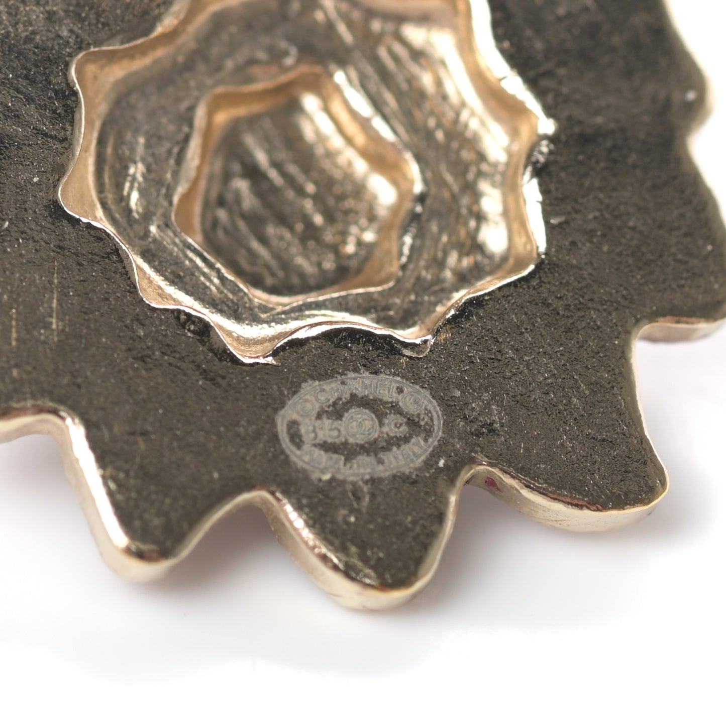 Enamel CC Flower Earrings Gold Red