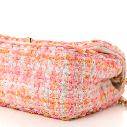 Chanel Tweed Braid Sequin Mini Flap White Pink Orange 10 of 11