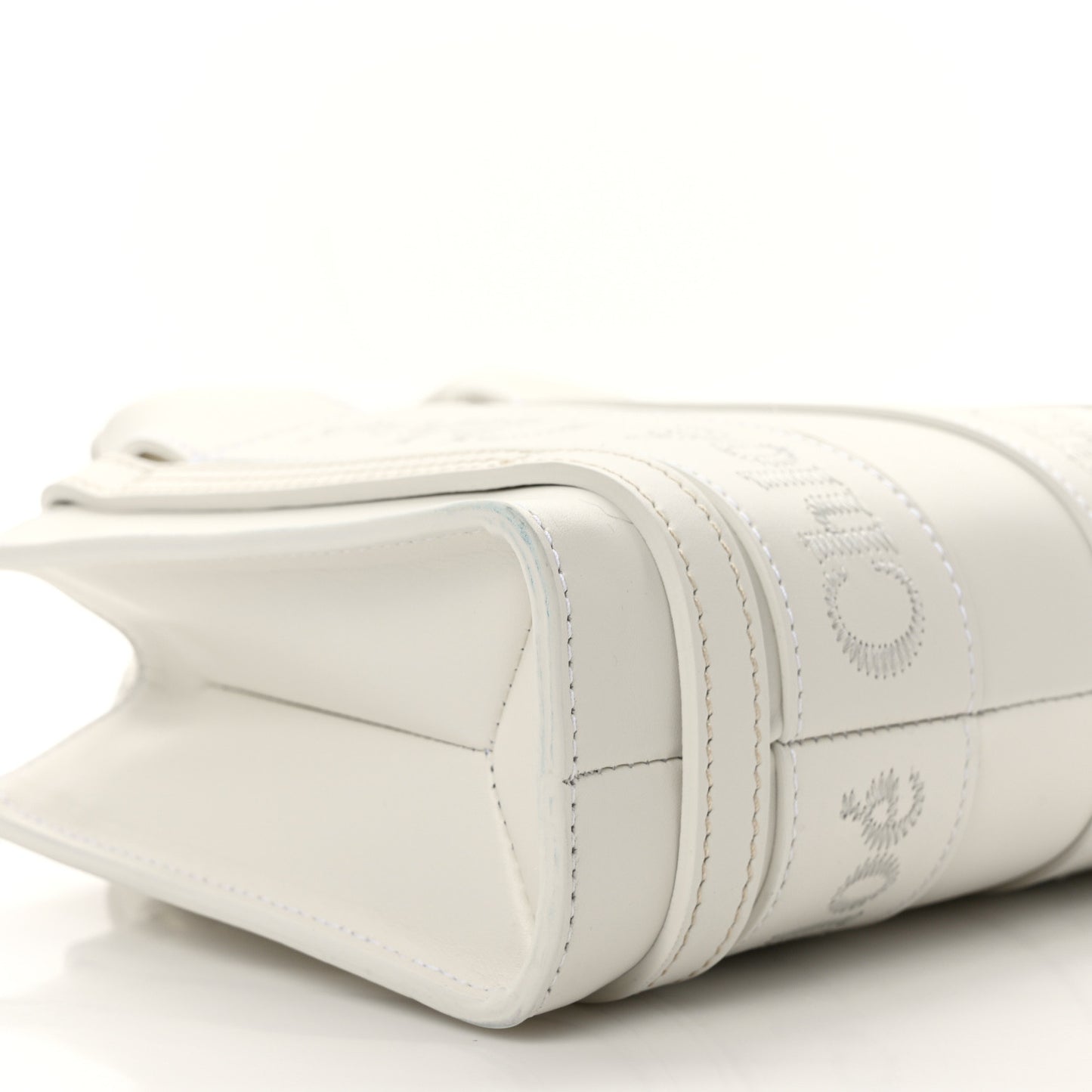 Calfskin Mini Woody Ribbon Tote White