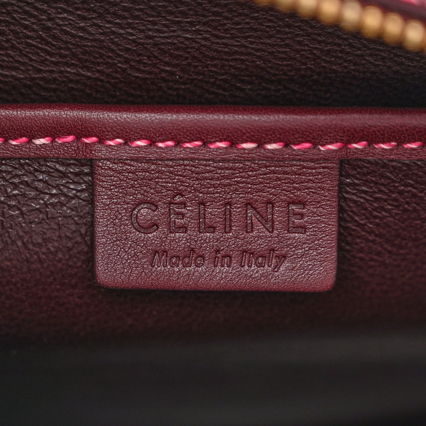 Satin Calfskin Nano Double Stitching Luggage Burgundy Pink